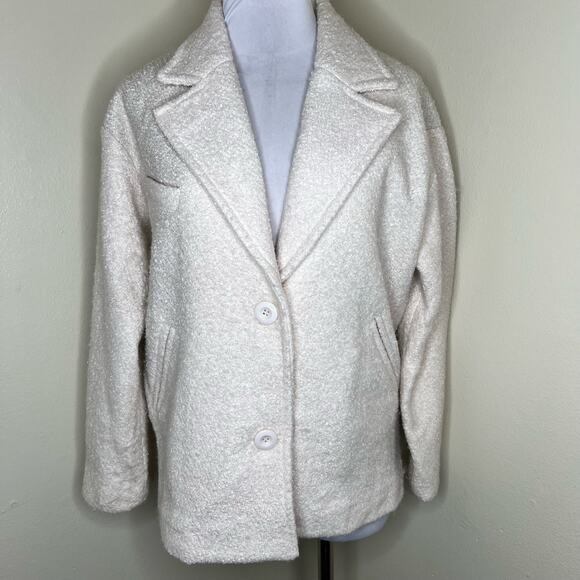 Elodie Wool Blend Teddy Jacket Medium Womens Sherpa Shawl Collar Button Winter - Picture 1 of 9